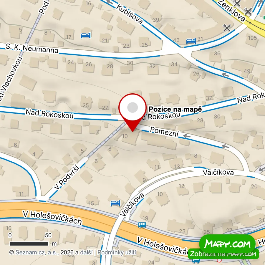 Mapa polohy — Pomezní 1365/2, Praha 8 – Rokoska