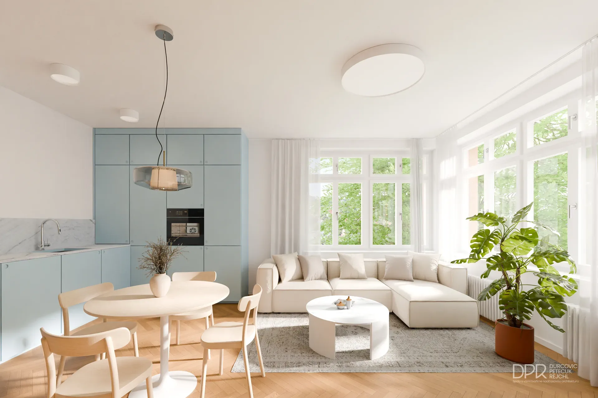 Vila Emily - byt 3.2, obývací pokoj (vizualizace)